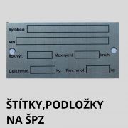 Štítky, podložky ŠPZ