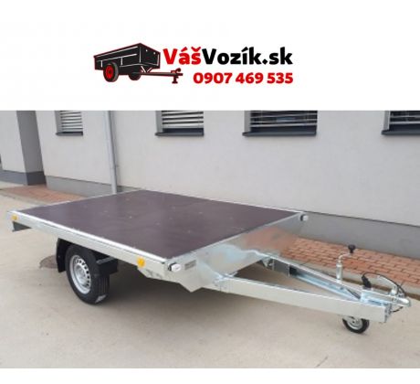 Privesny-vozik-plato- UNICOL- nebrzdeny-jednonapravovy-do-750kg-kolesa-pod-loznou-plochou-bez bocnic-oporne-koleso