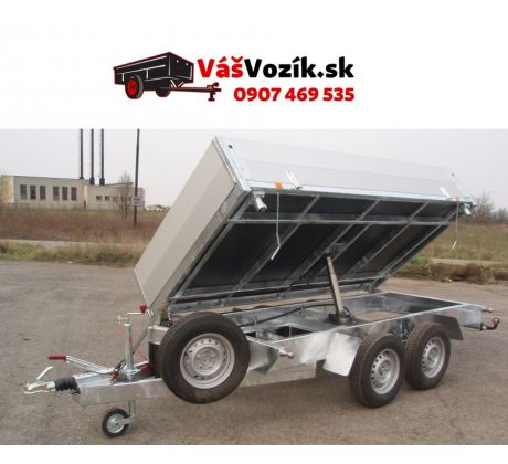 Prívesný vozík 1800x3500-3000kg sklapač hydraulický brzdený-výklopný- ručnou pumpou-UNICOL-